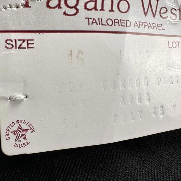 VTG Pagano West Pants Men 46 Black Western Unhemmed Ankle Wool 45" Waist NWT - Picture 2 of 9